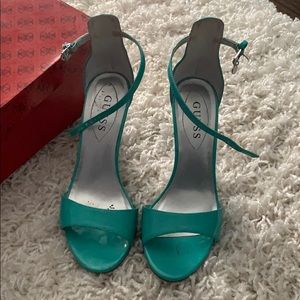 Guess Teal ankle strap heels